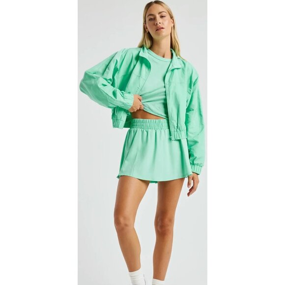 Year Of Ours YOS Windbreaker Cropped Lucite Mint Green S Zip Crop Jacket $128‎ - Picture 5 of 14
